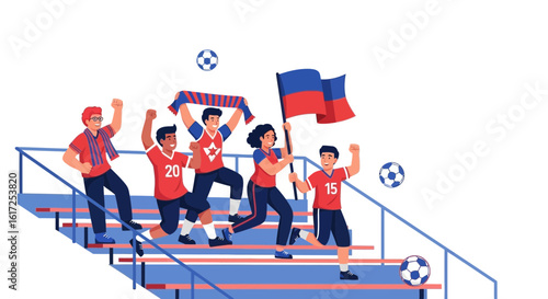 Passionate Football Fans Cheering on Their Team in the Stadium Stands