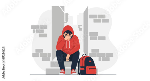 Teenager Sitting On Steps Expressing Sadness And Disappointment With Life