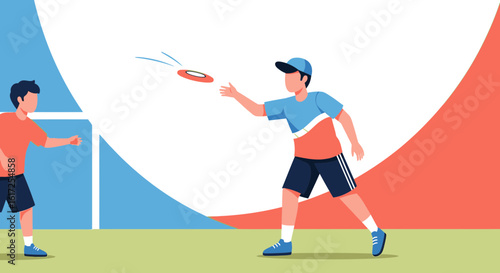 Two Friends Enjoying a Game of Ultimate Frisbee on a Sunny Day Together Outdoors