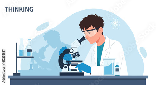 Scientist Examining A Sample Under Microscope For Medical Research