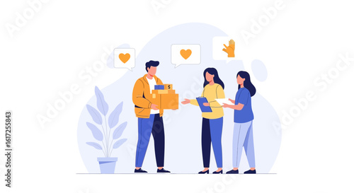 Volunteers Donate Goods To Charity Organization For People Who Need Help