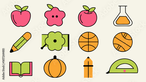 Comprehensive collection of academic discipline icons representing various subjects for educational materials and learning platforms presented in a clean graphic style