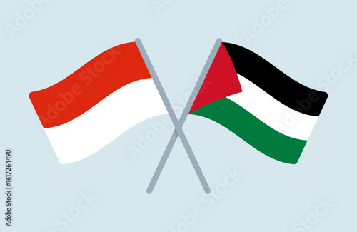 Vector Indonesia and Palestine Flags Illustration