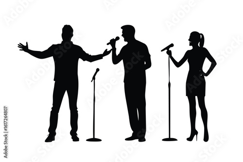 Stand-up Comedian Vector Silhouette Set - Comedy Performance Illustrations