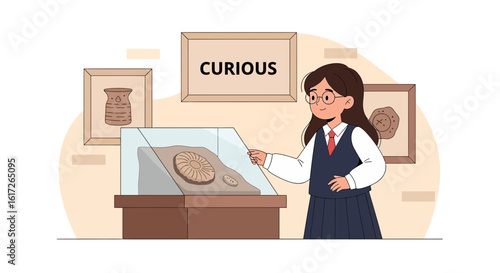 Young Explorer Discovering Ancient Artifacts In An Interactive Museum Display