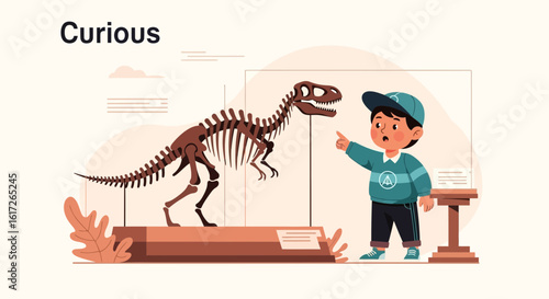 Young Explorer Glimpse a Dinosaur Skeleton at Natural History Museum