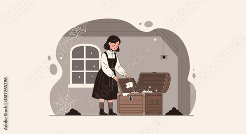 Young Girl Discovers A Hidden Treasure Chest Full Of Magical Artefacts