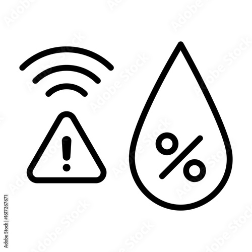 Humidity sensor icon. An alert is issued when an abnormal humidity level is detected.