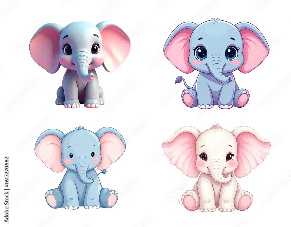 Naklejka premium A Cute Scottish Fold elephant isolated on white