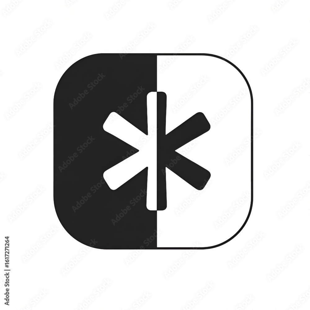 Obraz premium Black and White Asterisk Contrast Icon — Light and Dark Mode Toggle or Symbol