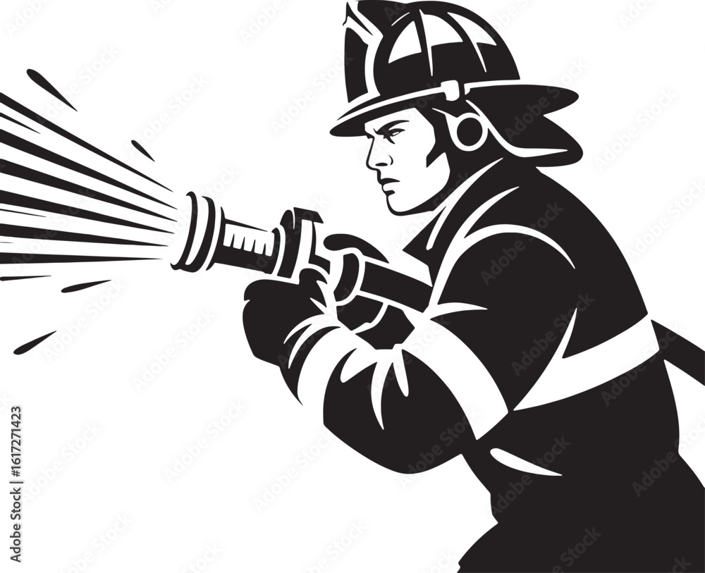 custom made wallpaper toronto digitalFirefighter Using Hose Nozzle Vector Illustration