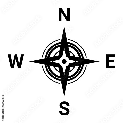 Black Compass direction symbol for map