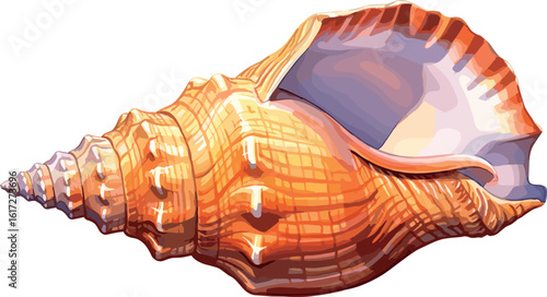 Watercolor conch shell illustration. Animal watercolor illustration.
