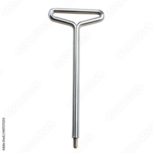 A silver metal thandle wrench, a versatile hand tool for mechanical tasks, isolated on a white background