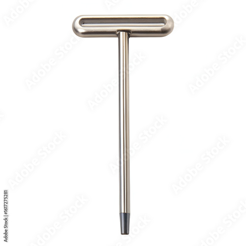 A silver steel thandle tool, a sturdy and reliable instrument for various applications, isolated on a white background