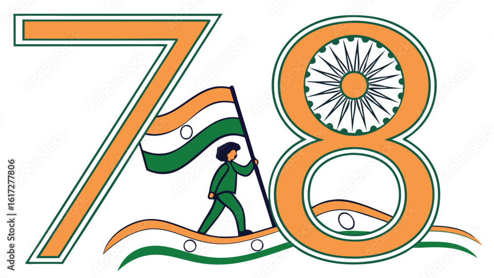 Fototapeta premium Anniversary milestone 78 flag graphic