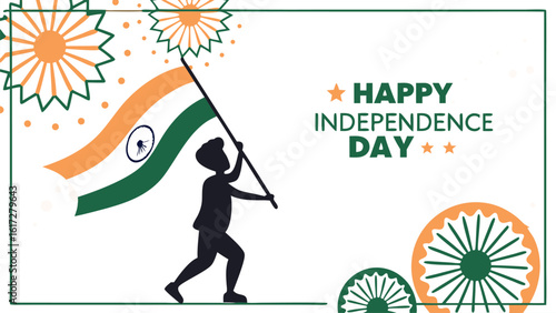 Child carrying indian flag independence day