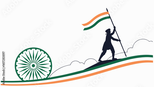 Flag bearer silhouette design template