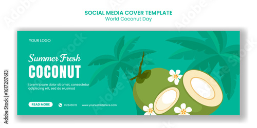Creative Flat Style Illustration for World Coconut Day Social Media Cover Content