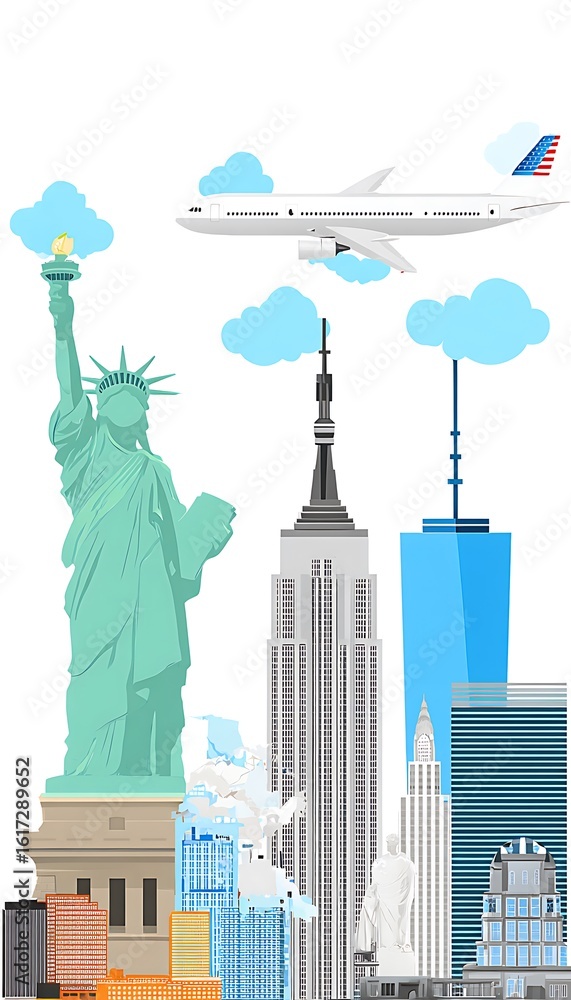 Fototapeta premium Cartoon representation of New York City skyline