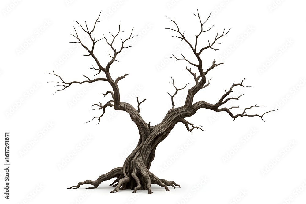 Fototapeta premium Dead tree isolated on white background.