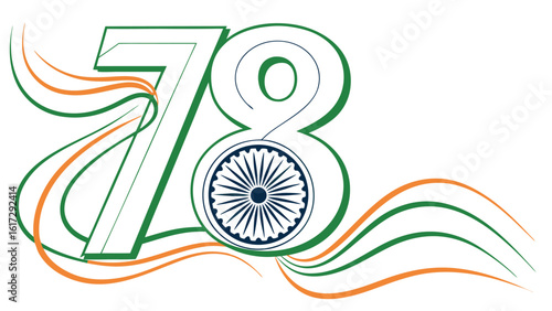 Number 78 graphic design indian flag