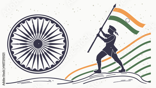 Person holding flag graphic design