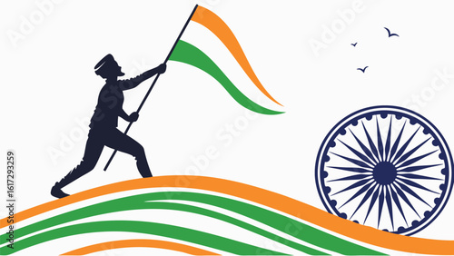 Person raising flag national colours