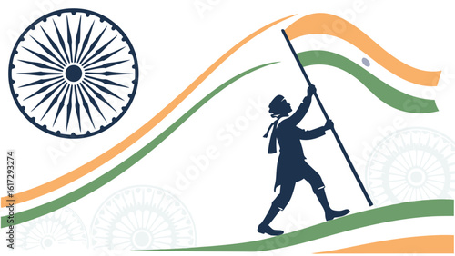 Person raising indian flag graphic illustration
