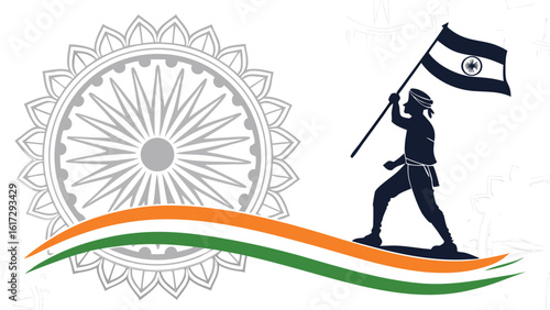 Silhouette figure holding flag national symbol