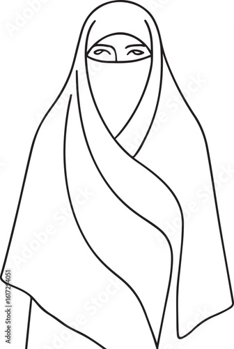 Vector illustration of a woman's face highlighting her beauty, fashion, and unique style with artistic flair