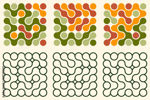 Colorful and Outline Abstract Tile Set