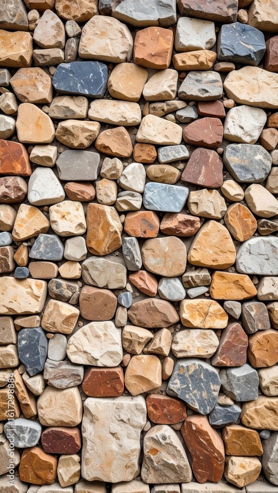 Close-up view of a stone wall, various colors and shapes Close-up view of a stone wall, various colors and shapes