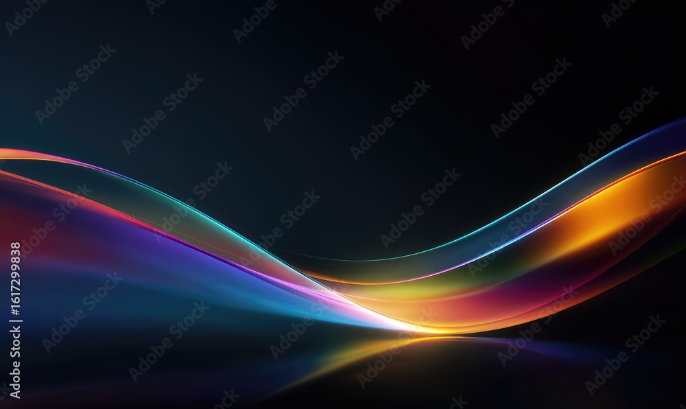 Fototapeta premium Abstract colorful wavy lines on dark background