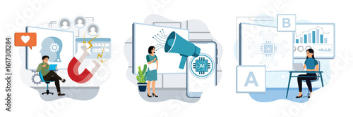 AI-enhanced customer engagement, AI-generated marketing, A-B testing and AI-refined marketing.