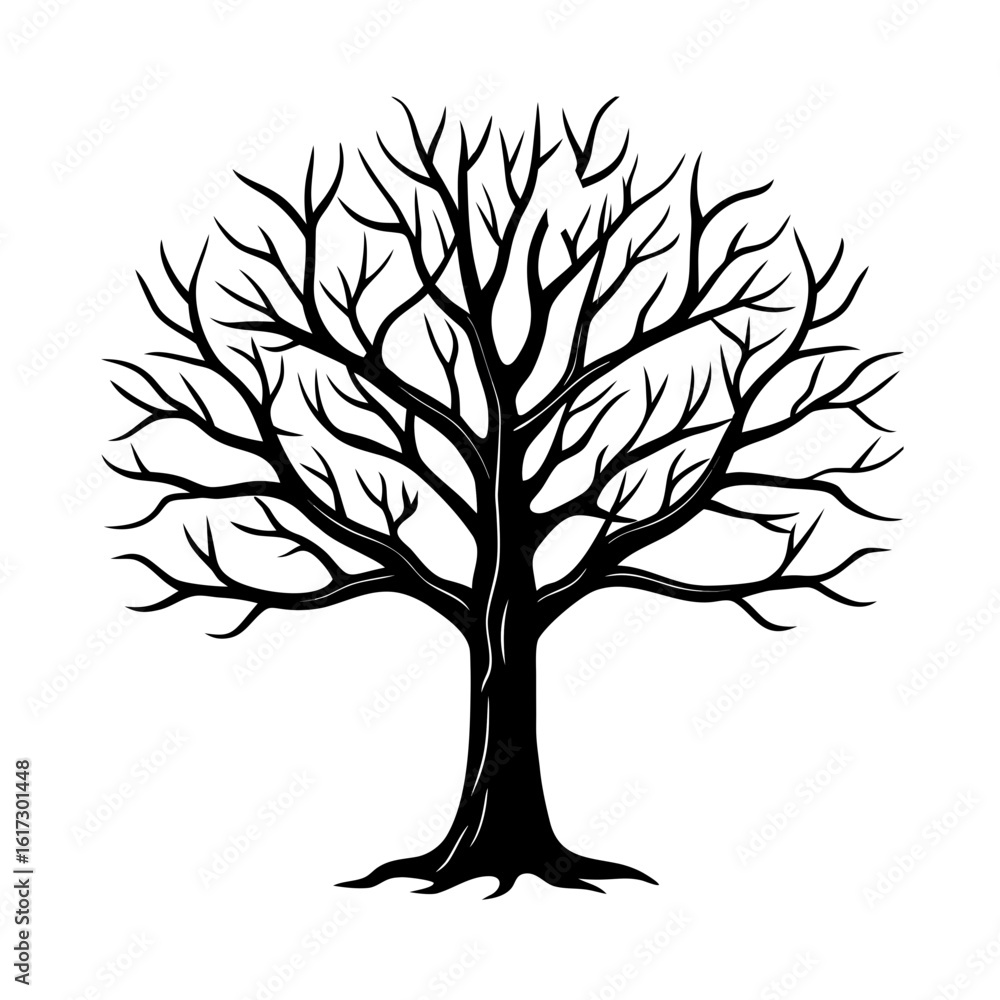 Fototapeta premium Stylized Tree Silhouette Vector Minimal Nature Design for Logo Creation, Tattoos, and Wall Prints