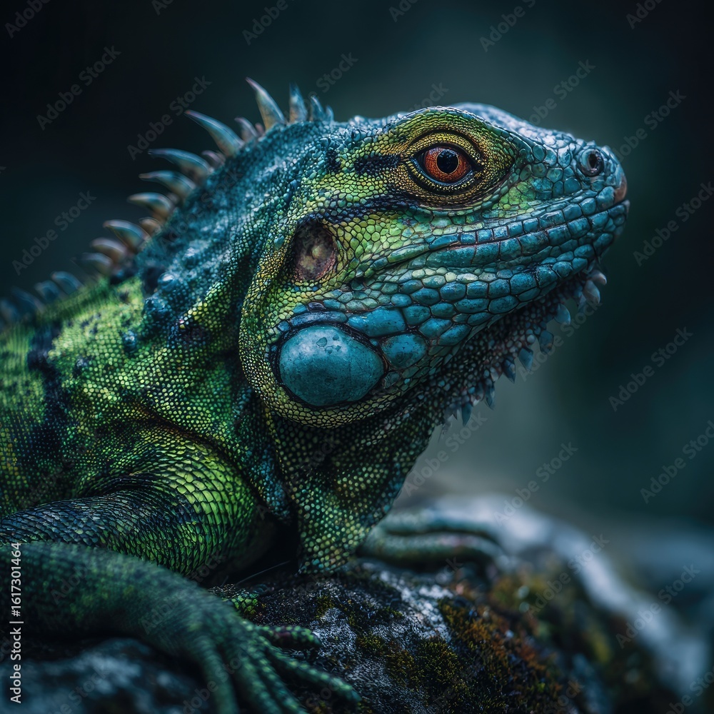 Fototapeta premium Close-up portrait of a vibrant iguana