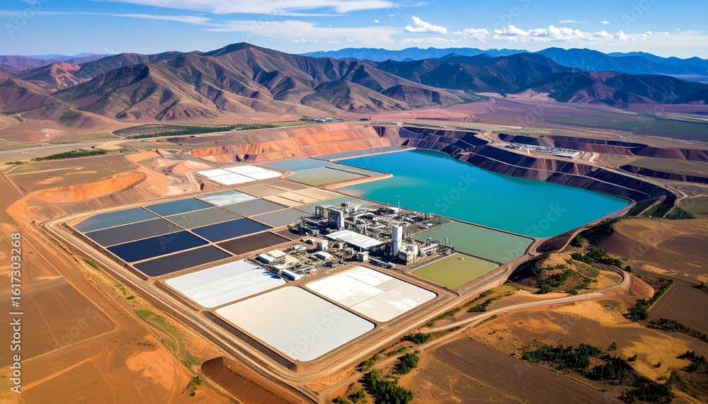 Obraz premium Environmental monitoring at a mining tailing pond with drones