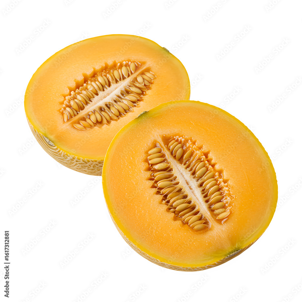 Fresh golden melon slices isolated on white background. Juicy, vibrant, and perfect for food, summer, or healthy lifestyle design themes.. isolated on white or transparent background. PNG format. Fresh golden melon slices isolated on white background. Juicy, vibrant, and perfect for food, summer, or healthy lifestyle design themes.. isolated on white or transparent background. PNG format.