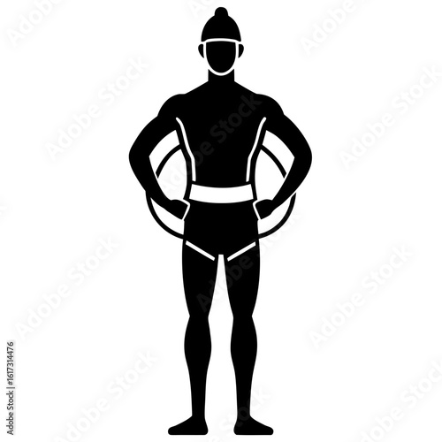 Circus strongman icon with ring