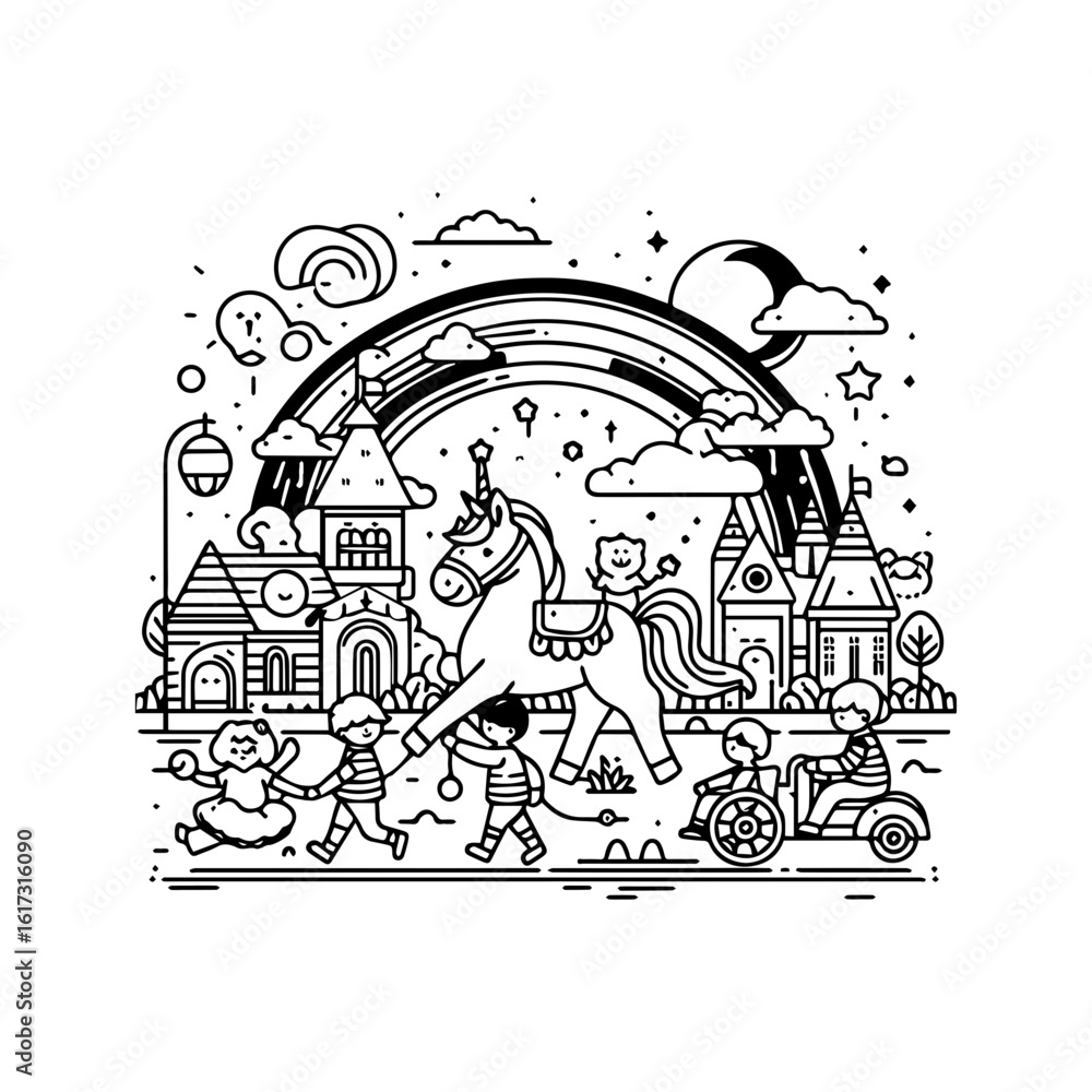 Fototapeta premium Line art drawing, perfect for little ones to color