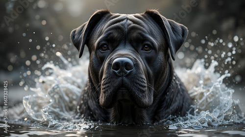 protrait chien dans la boue cane corso
