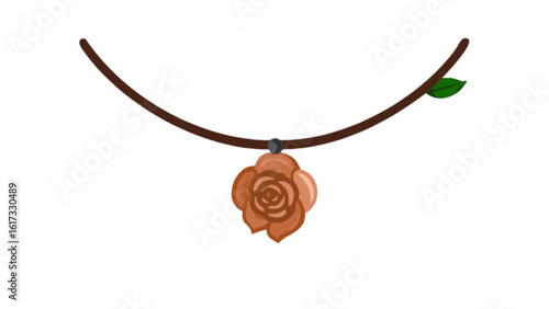 A charming rose pendant necklace with a delicate floral design, perfect as a romantic gift or a fashionable accessory, isolated on white background