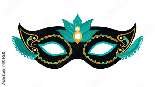 A decorative masquerade mask with floral accents, isolated on white background, captures the essence of carnival and festive celebrations with its intricate design and ornate details