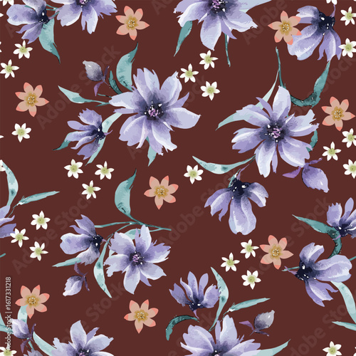 vector design, seamless flower pattern for textile or background idea