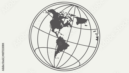 A simple globe illustration representing the world, geography, and global connections, ideal for travel, business, and educational themes