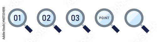 虫眼鏡のセット(むしめがね　虫メガネ　アイコン　シンプル　イラスト　ベクター)