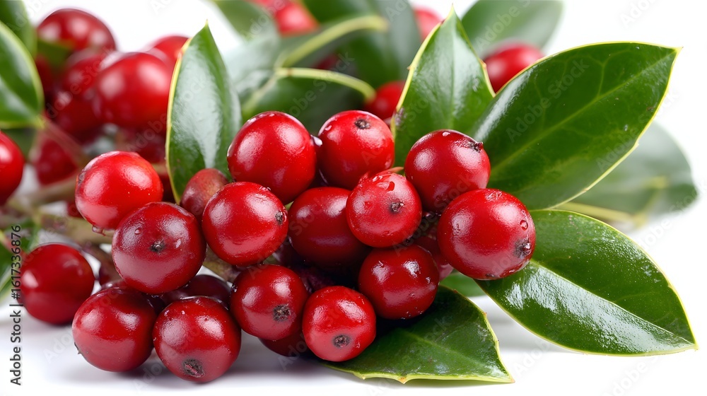 Close-up of holly berries and leaves. Close-up of holly berries and leaves.