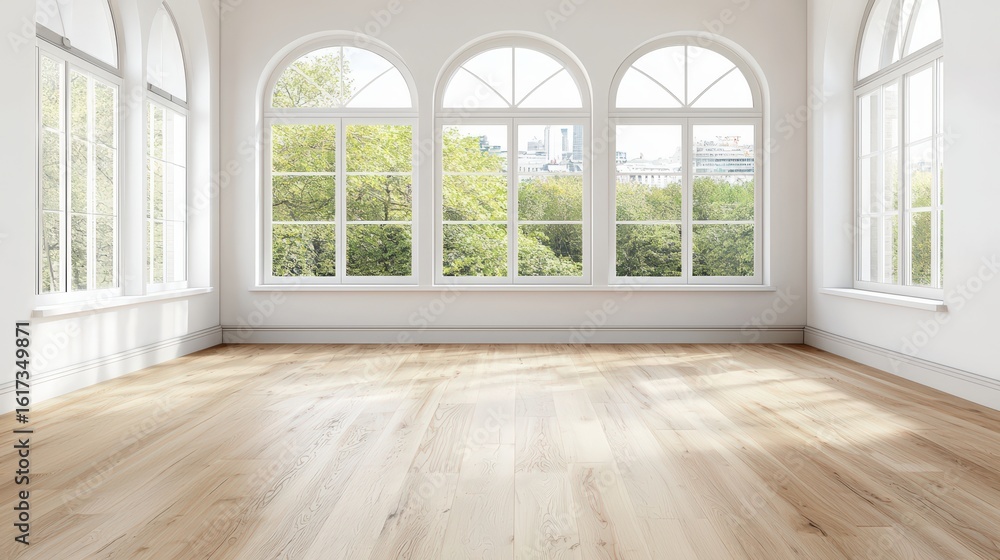Fototapeta premium A carefully composed 3D empty room for product photography, emphasizing visual impact and providing ample space for marketing messages