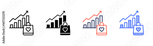 Market Demand icon set multiple style collection
